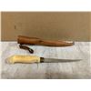 Image 1 : J. Marttiini Finland Hand Ground Stainless Fillet Knife w/ Leather Sheath