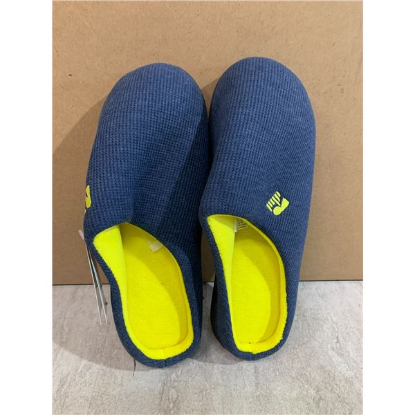 Mens 2 Tone Blue Yellow Memory Foam Slippers Size 8 - 9