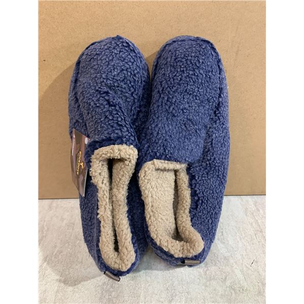 Mens Nomad Sherpa Memory Foam Slippers Blue Size 13 - 14
