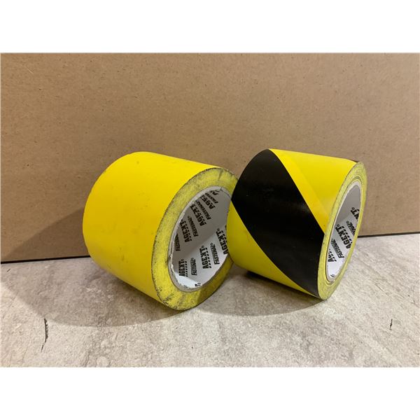 2 Rolls of Tape Yellow and Yellow Black Caution Tape