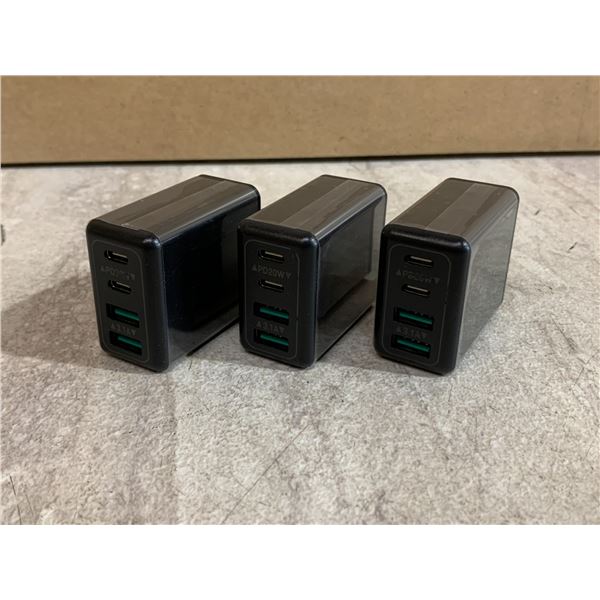 3 Pack of 4 Port Wall Chargers USB and Type C