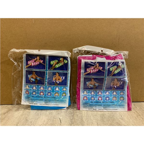 Lot of 2 Reclining Water Float Chair Blue And Pink