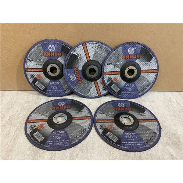 Lot of 5 Universal Cutting Discs 7in x 3 x 22.23mm - Metal/Steel