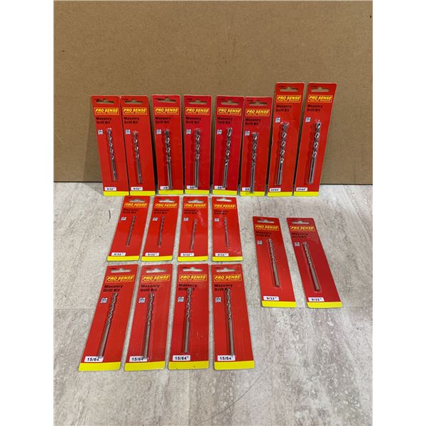 Lot of 18 Pro Sense Masonry Drill Bits Multible Sizes