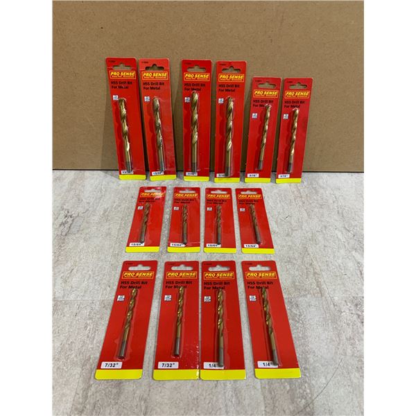 Lot of 14 Pro Sense HSS Drill Bits for Metal Multiple Sizes