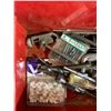 Image 6 : Red Metal Tool Box w/ Insert & Assorted Tools / Bits