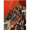Image 7 : Red Metal Tool Box w/ Insert & Assorted Tools / Bits