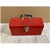 Image 8 : Red Metal Tool Box w/ Insert & Assorted Tools / Bits