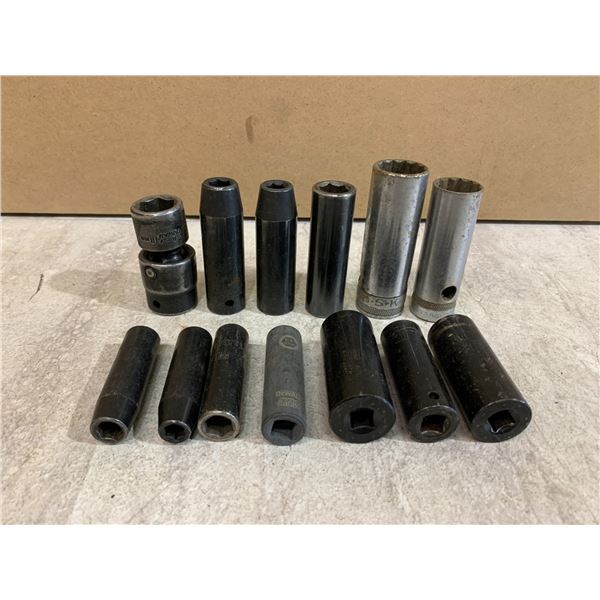 13 Assorted Sockets - 12 Sockets - 1 Swivel Socket