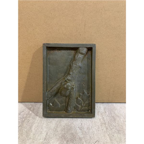 Decorative Cast Iron Relief Plaque Featuring A Frog on A Branch
