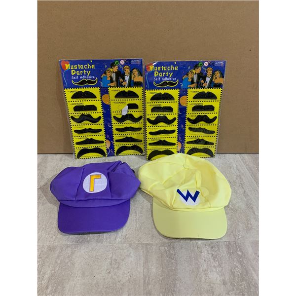 Wario & Waluigi Hats & Mustache Kit