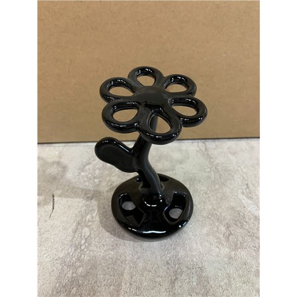 Black Ceramic Floral Toothbrush Holder