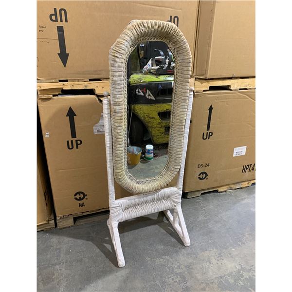 Wicker Framed Stand Mirror 25.5in Wide 65.5in Tall 19in Deep