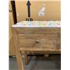 Image 3 : Wooden Console Table w/ Mosaic Top and Three Drawers