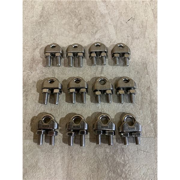 Lot of 12 Stainless Steel Rope Clamps