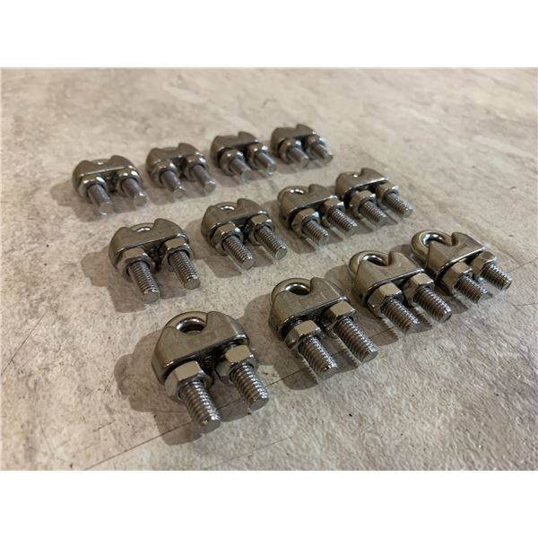 Lot of 12 Stainless Steel Rope Clamps