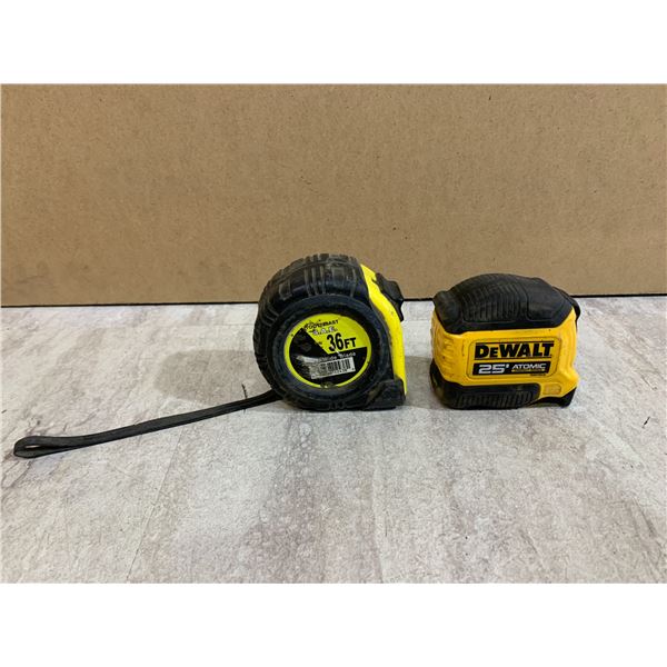 Lot of 2 Measuring Tapes - DeWalt 25ft & 36ft Generic
