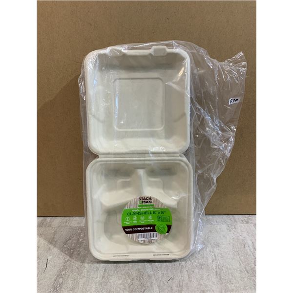StackMan 50 Pack of Brown Sectional Clamshell Boxes - 8in x 8in
