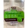 Image 2 : StackMan 50 Pack of Brown Sectional Clamshell Boxes - 8in x 8in