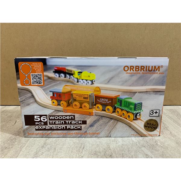 ORBRIUM 56 PCS Wooden Train Track Expansion Kit
