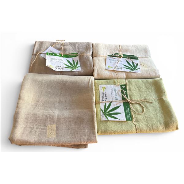New Group of Assorted Hemp Tablecloths - includes Square 52" x 52" / Rectangular 52" x 70". Various