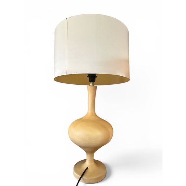 New Modern Light Wooden Table Top Lamp w/ Shade - Tested, Working Condition