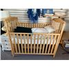 Image 1 : New Light Wooden Baby Crib & Accessories - includes Wool Crib Duvet/Pillows & Bedding