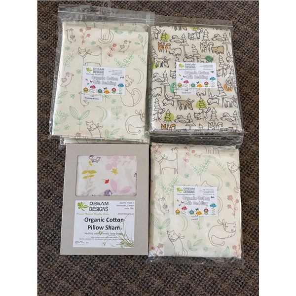 New Group of 6 Assorted Organic Baby Crib Bedding - approx. TOTAL R.V. $285.99
