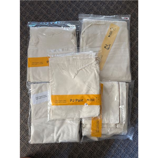 New Group of Assorted Organic White Cotton PAJamas Pants - approx. 6 pcs, Various Sizes & Colors