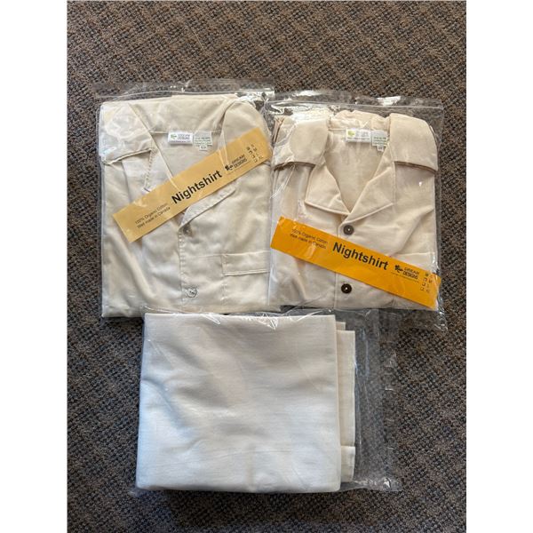 New Group of Assorted Organic Cotton Ivory Nightshirts - Various Sizes