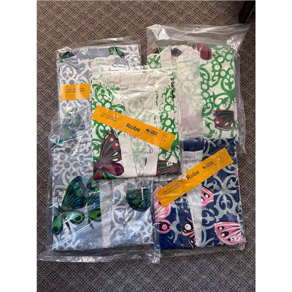 New Group of 5 Assorted Organic Cotton Robes - Various Sizes & Designs.
