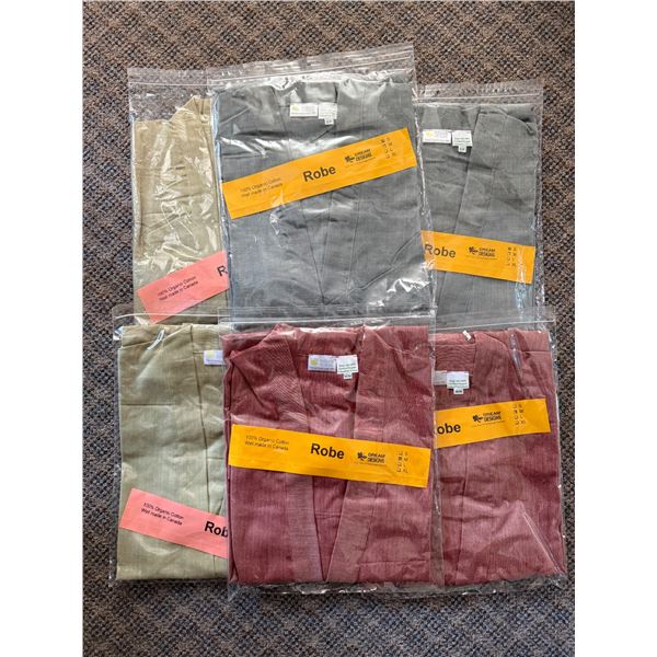 New Group of 6 Assorted Organic Cotton Robes - Various Sizes & Designs.