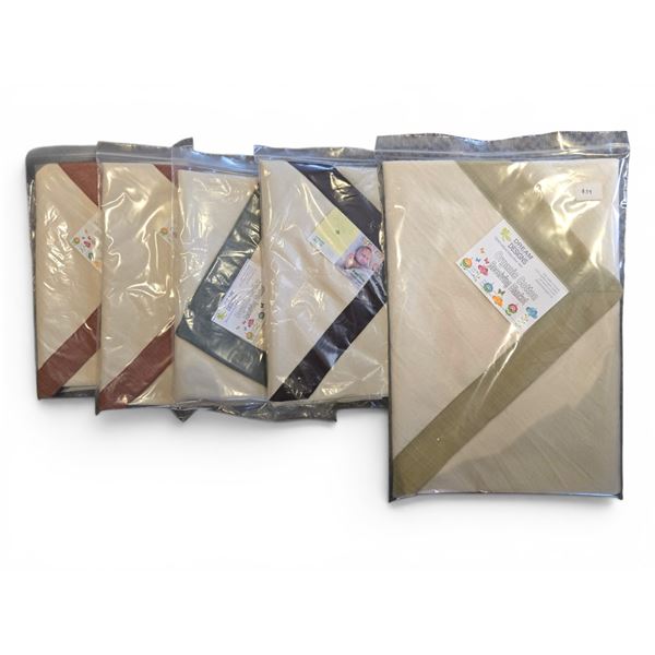 New Group of 5 Organic Cotton Baby Receiving Blankets - 29" x 35". Total R.V. $195