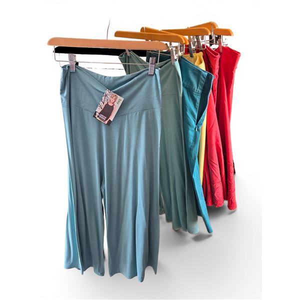 New Group of Assorted 100% Cotton Women Clothes - includes Pants/Skirts. Various Colors & Sizes