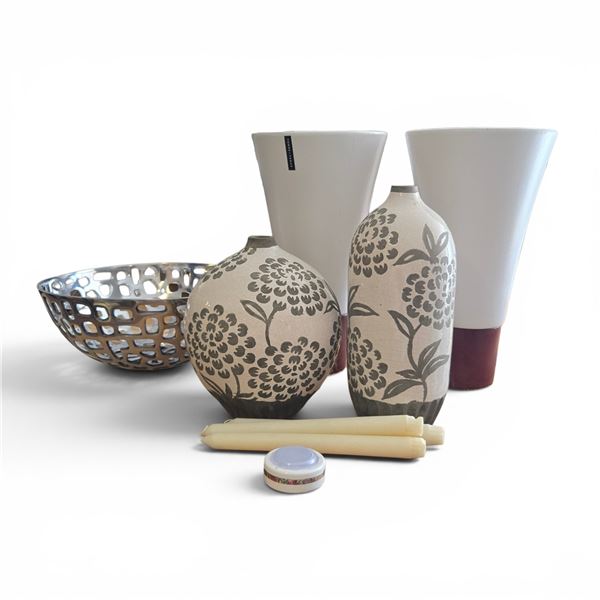 New Group of Assorted Décor - includes Bella Flower Green Vases Total R.V. $90/ Set of Torre & Tagus