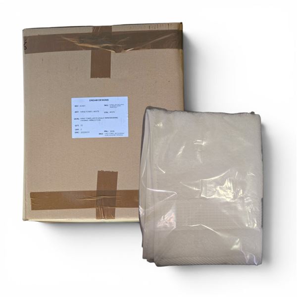 Box of New Organic 100% Cotton Hand Towel, White, Size 40x76 cm (Approx. 70 Pcs) - R.V. $38.99/pcs