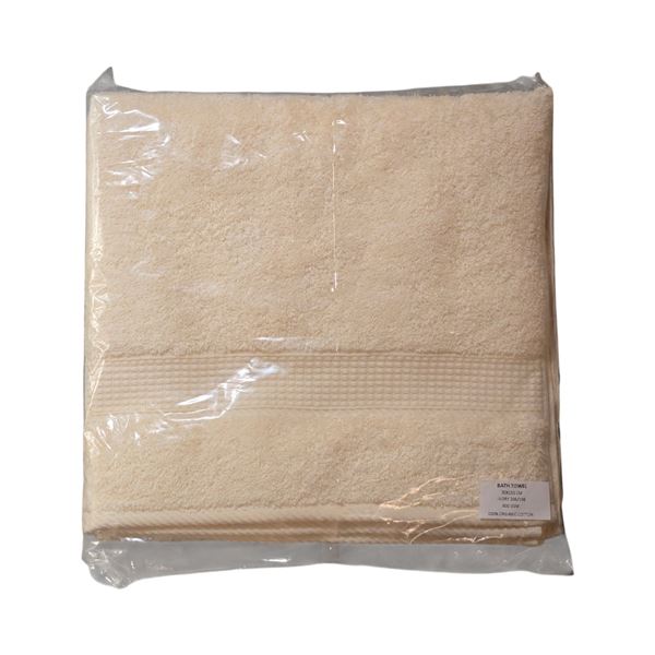Box of New Organic 100% Cotton Bath Towel, Ivory, Size 70x132 cm (Approx. 22 Pcs) - R.V. $89.99/pcs