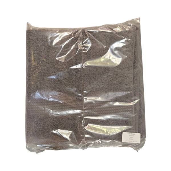 Box of New Organic 100% Cotton Bath Towel, Slate, Size 70x132 cm (Approx. 24 Pcs) - R.V. $89.99/pcs