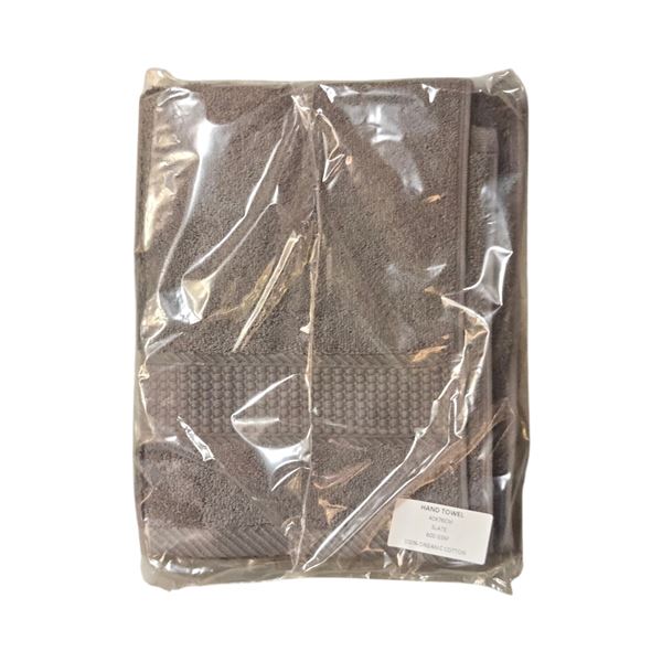 Box of New Organic 100% Cotton Hand Towel, Slate, Size 40x76 cm (Approx. 70 Pcs) - R.V. $38.99/pcs