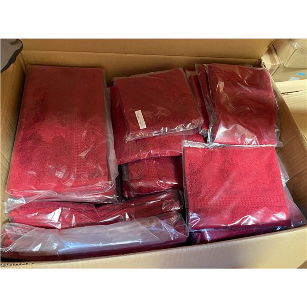 Full Box of New Face and Hand Towels, Paprika (Sizes and Types May Vary)
