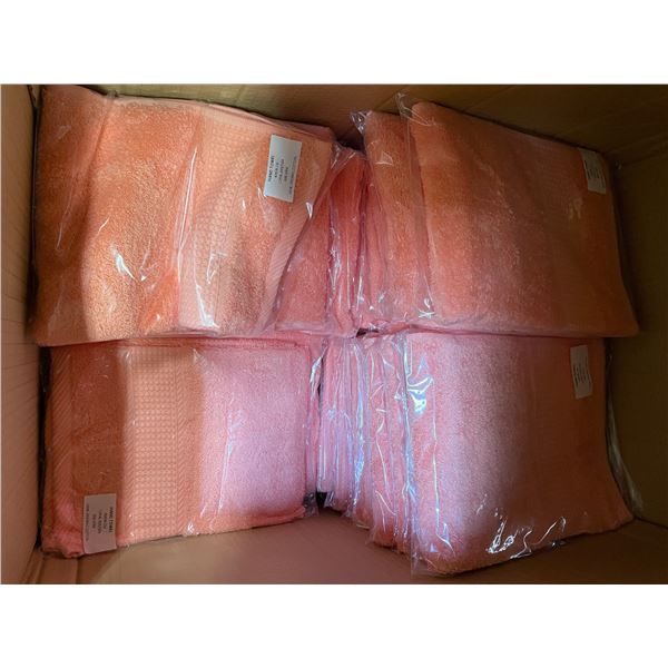 Group of New Organic 100% Cotton Hand Towel, Coral, Size 40x76 cm (Approx. 28 Pcs) - R.V. $38.99/pcs
