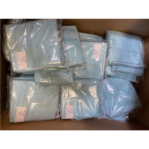 Group of New Organic 100% Cotton Face Towel, Sky, Size 30x30 cm - R.V. $19.99/pcs