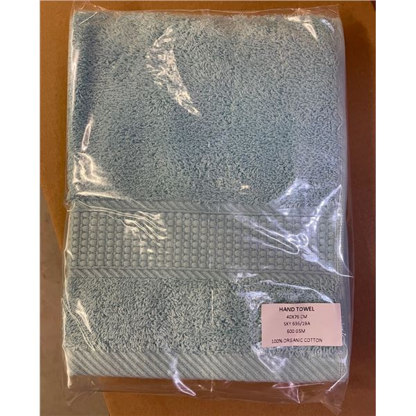 Group of New Organic 100% Cotton Hand Towel, Sky, Size 40x76 cm - R.V. $38.99/pcs