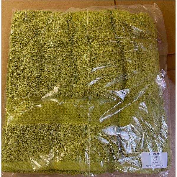 Box of New Organic 100% Cotton Bath Towel, Cactus, Size 70x132 cm (Approx. 24 Pcs) - R.V. $89.99/pcs