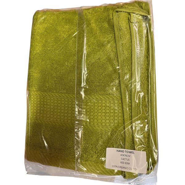 Box of New Organic 100% Cotton Hand Towel, Cactus, Size 40x76 cm (Approx. 70 Pcs) - R.V. $38.99/pcs