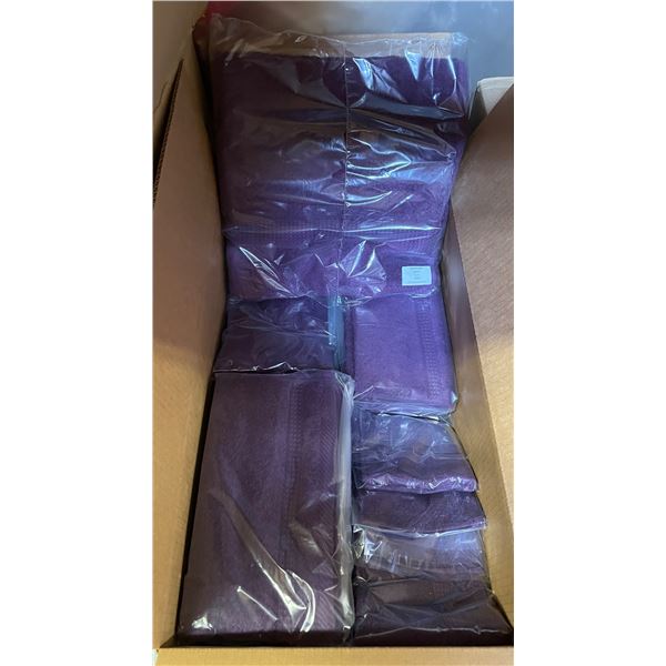 Full Box of New Mixed Organic 100% Cotton Plum Bath Towel and More