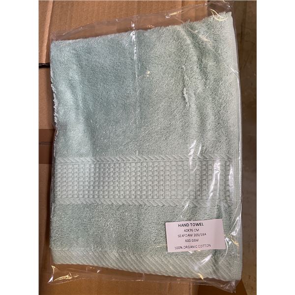 Box of New Organic 100% Cotton Hand Towel, Seafoam, Size 40x76 cm (Approx. 90 Pcs) - R.V. $38.99/pcs