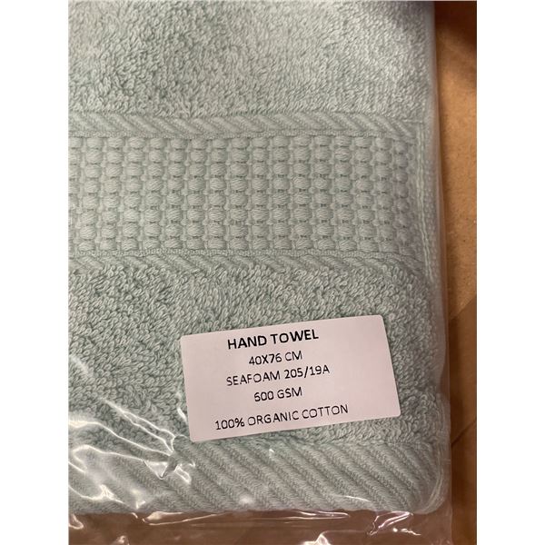 Group of New Organic 100% Cotton Hand Towel, Seafoam, Size 40x76 cm - R.V. $38.99/pcs