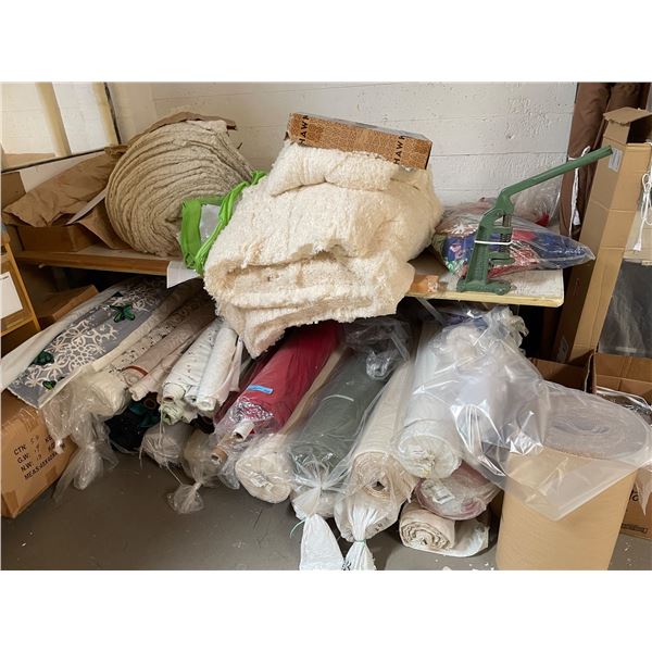 Large Group of Assorted Fabric and Textile Rolls, Grommet Press