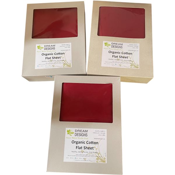 14-Pcs New Organic Cotton Flat Sheet, Paprika (Assorted Sizes, Primarily Twin, Queen)